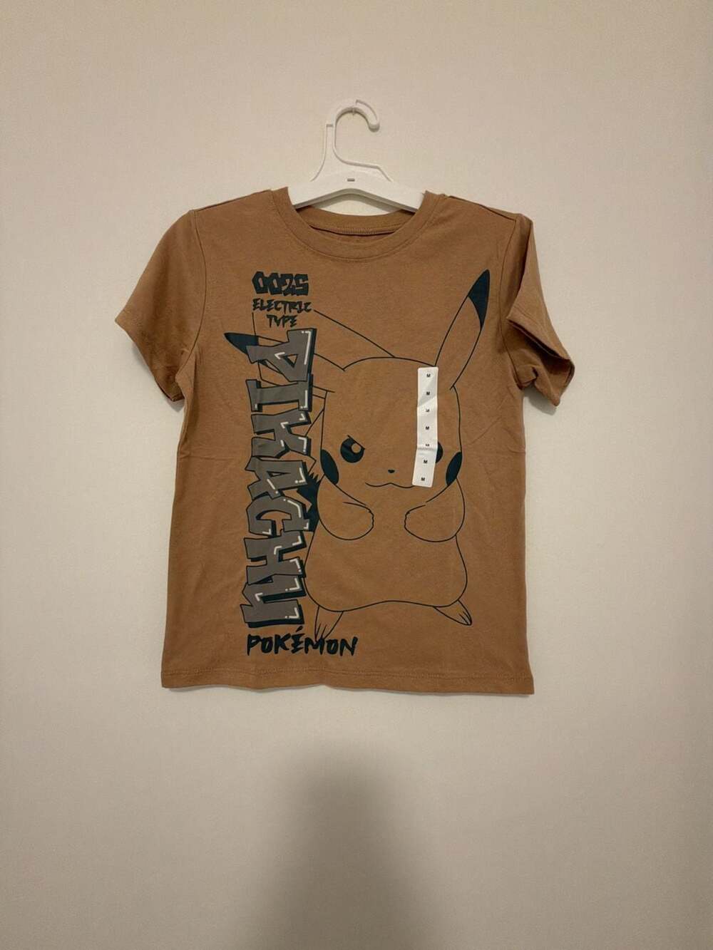 Pokemon Pikachu Electric Type T-Shirt MD/M Brown Graphic Tee